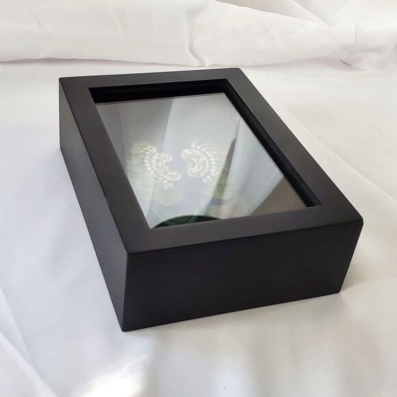 Vintage ASHLOCK Peacock Feather Earrings Art Framed Wall Decor Shadow Box - Picture 5 of 10